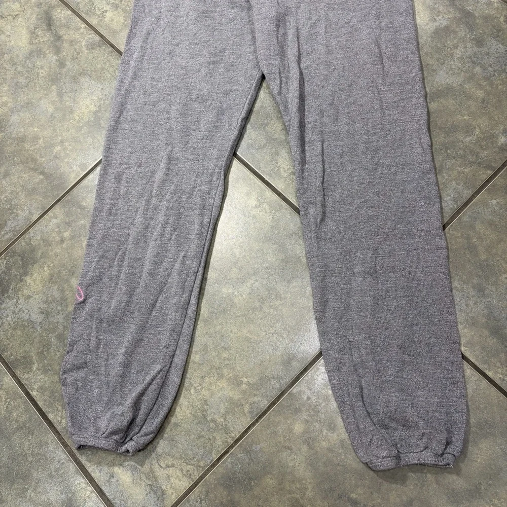 Monrow Soul Cycle Sweatpants Sz M Grey Embroidered Women Limited Edition Casual